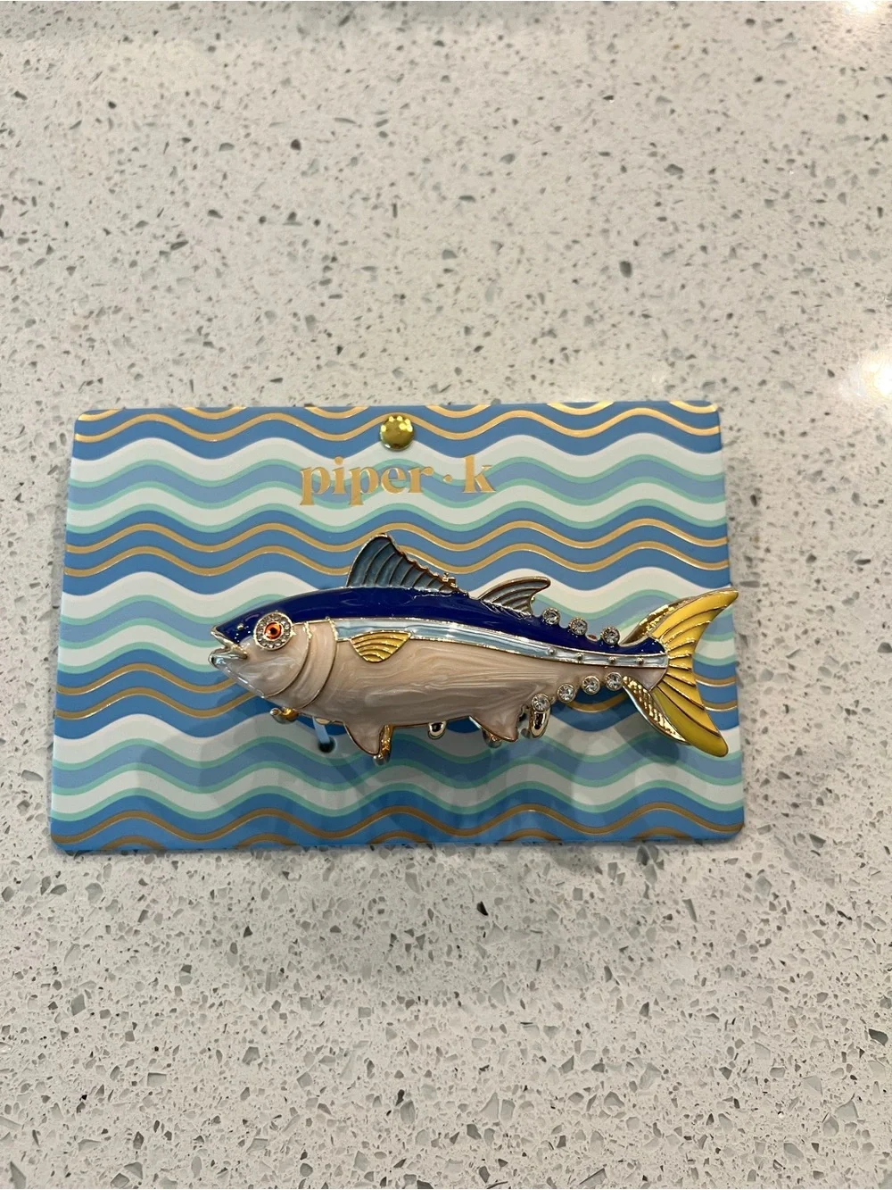 Piper Blue & Gold Fish Hair  Clip